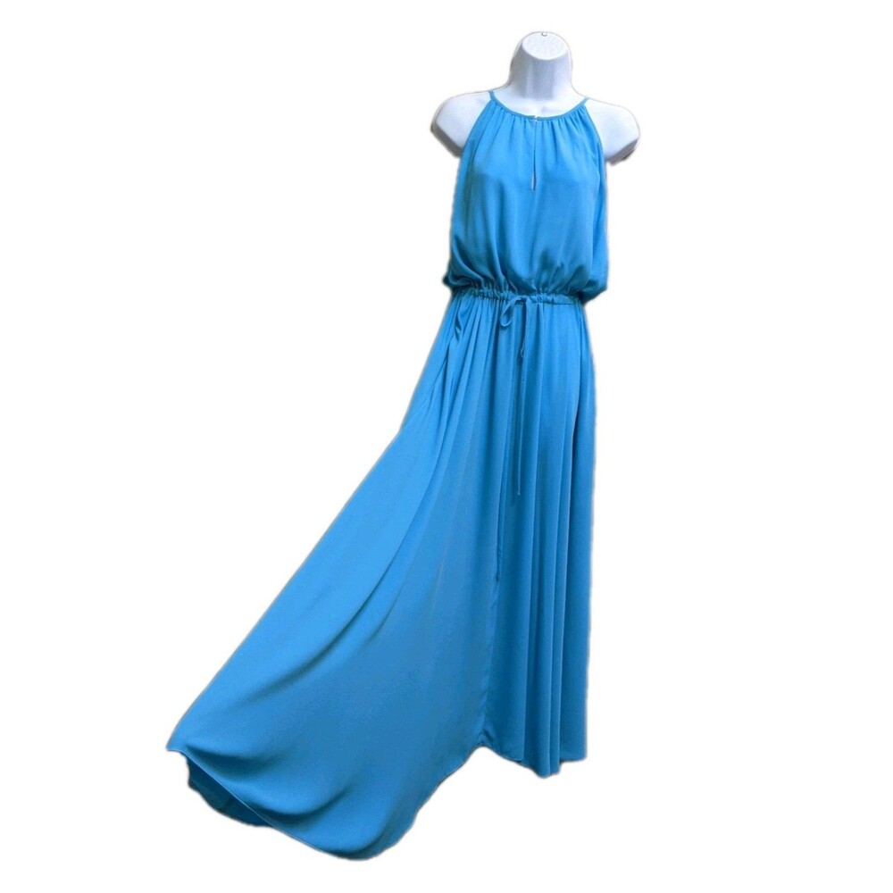 DVF Diane Von Furstenberg Maxi Dress L Turquoise Blue Wedding Baby Bridal Shower